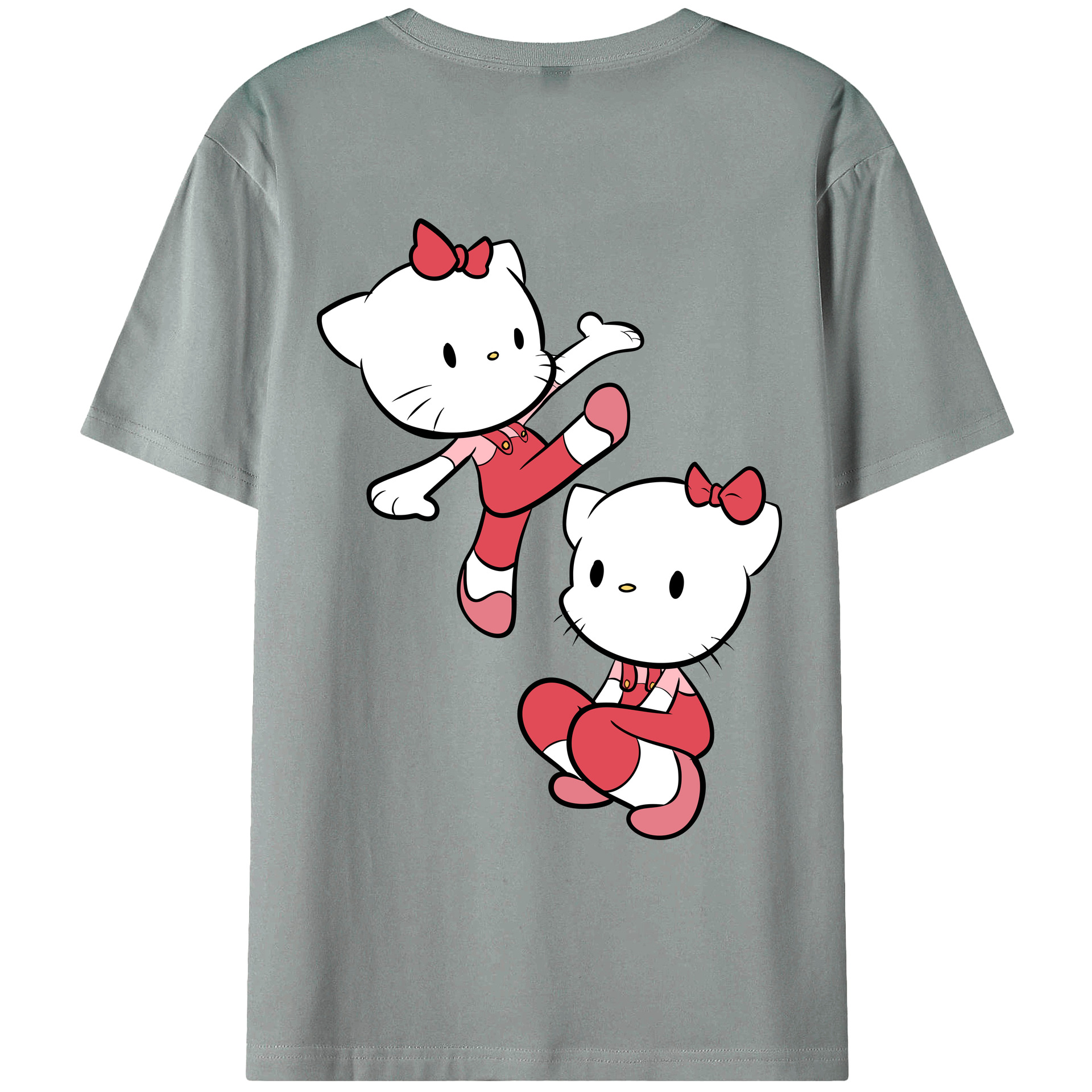 （画像用） Hello Kitty ハローキティ 綿100％ メンズ半袖Tシャツ（バックプリント） 通気性